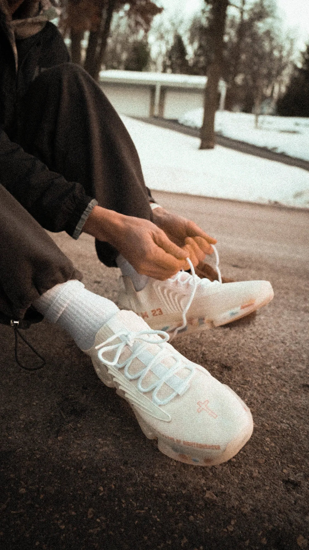 Psalm 23s Paths of Righteousness colorway being laced up